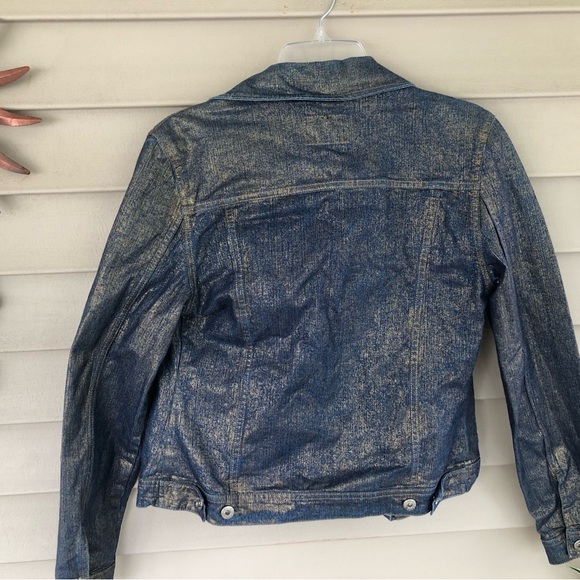 2000s era metallic gold painted denim jacket - Picture 3 of 4